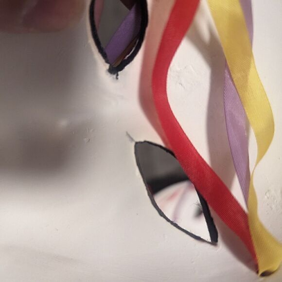 lot #104 Handmade set of 2 Ceramic Butterfly Mardi Gras Masks Glitter Decor - Picture 5 of 7